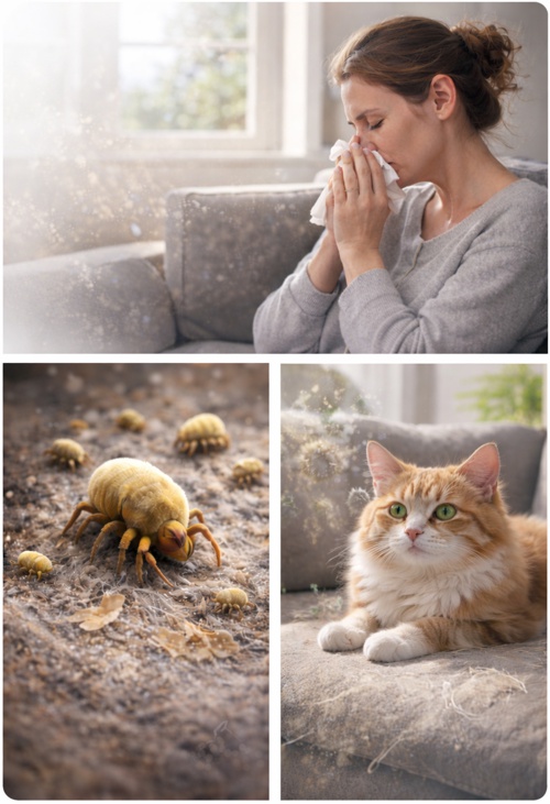 Ácaros invisíveis no colchão